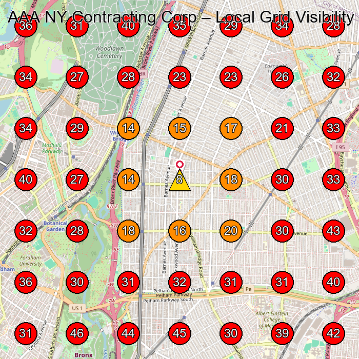 AAA NY Contracting Corp GeoGrid visibility map for Construction Company in Bronx